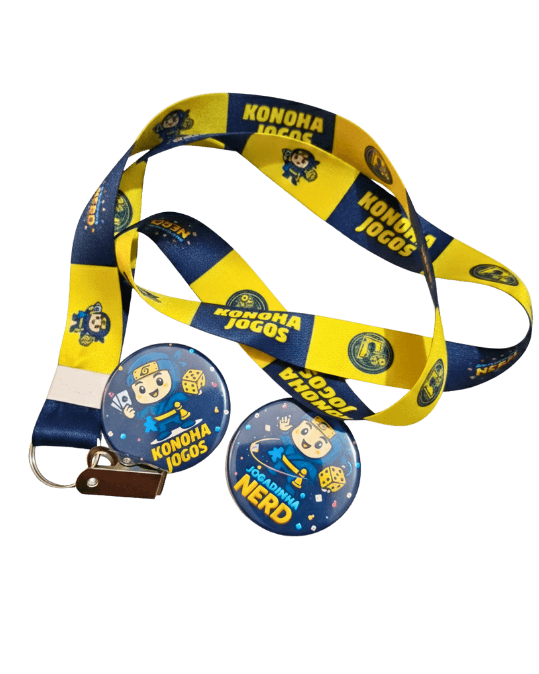 Cordão e broche exclusivo Konoha Jogos - Jogadinha Nerd